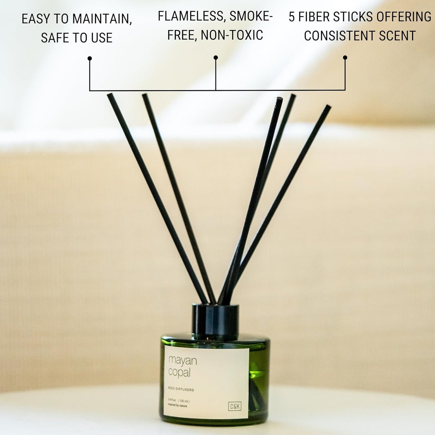 Craft & Kin Reed Diffuser with Dried Flowers | 5 oz Sicilian Citrus & Eucalyptus Scented Fall Reed Diffusers for Home, Bathroom | Scent Sticks | Elegant Fragrance Home Decor for Men & Women