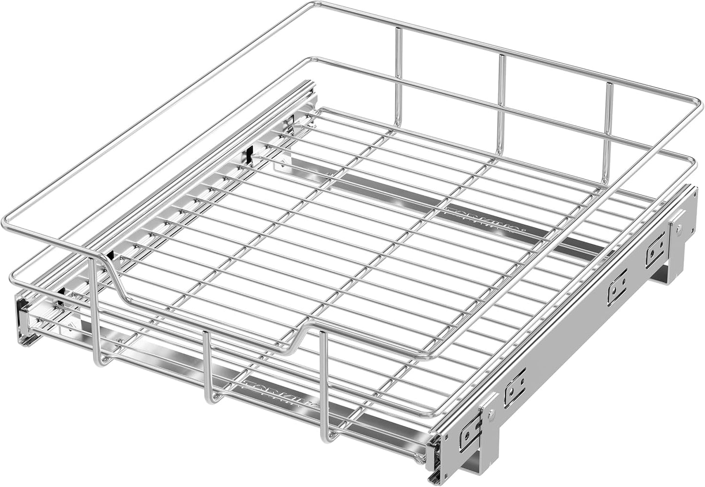 2 Tier Pull Out Cabinet Organizer 11" W X 22" D, Slide Out Drawers For Kitchen Cabinets, Pull Out Drawers For Cabinets Capacity Heavy Duty Caddy, Cabinet Pullout Shelves Chrome-Plated, Bathroom Pantry
