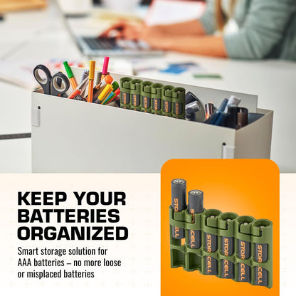 Storacell SLAAAORG by Powerpax SlimLine AAA Battery Caddy, Orange, Holds 6 Batteries, 1 Count (Pack of 1)