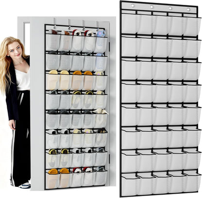 homyfort Over the Door Shoe Organizer, Hanging Shoe Rack Storage Holder with 24 Large Pockets for Closet Door, Men Women Kids Shoes, Cruise (Black)