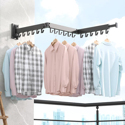 BOQORAD Clothes Drying Rack Wall Mounted 32“,Drying Rack Clothing Wall Mount,Laundry Drying Rack,Wall Mounted Clothes Hanging Rack (White)