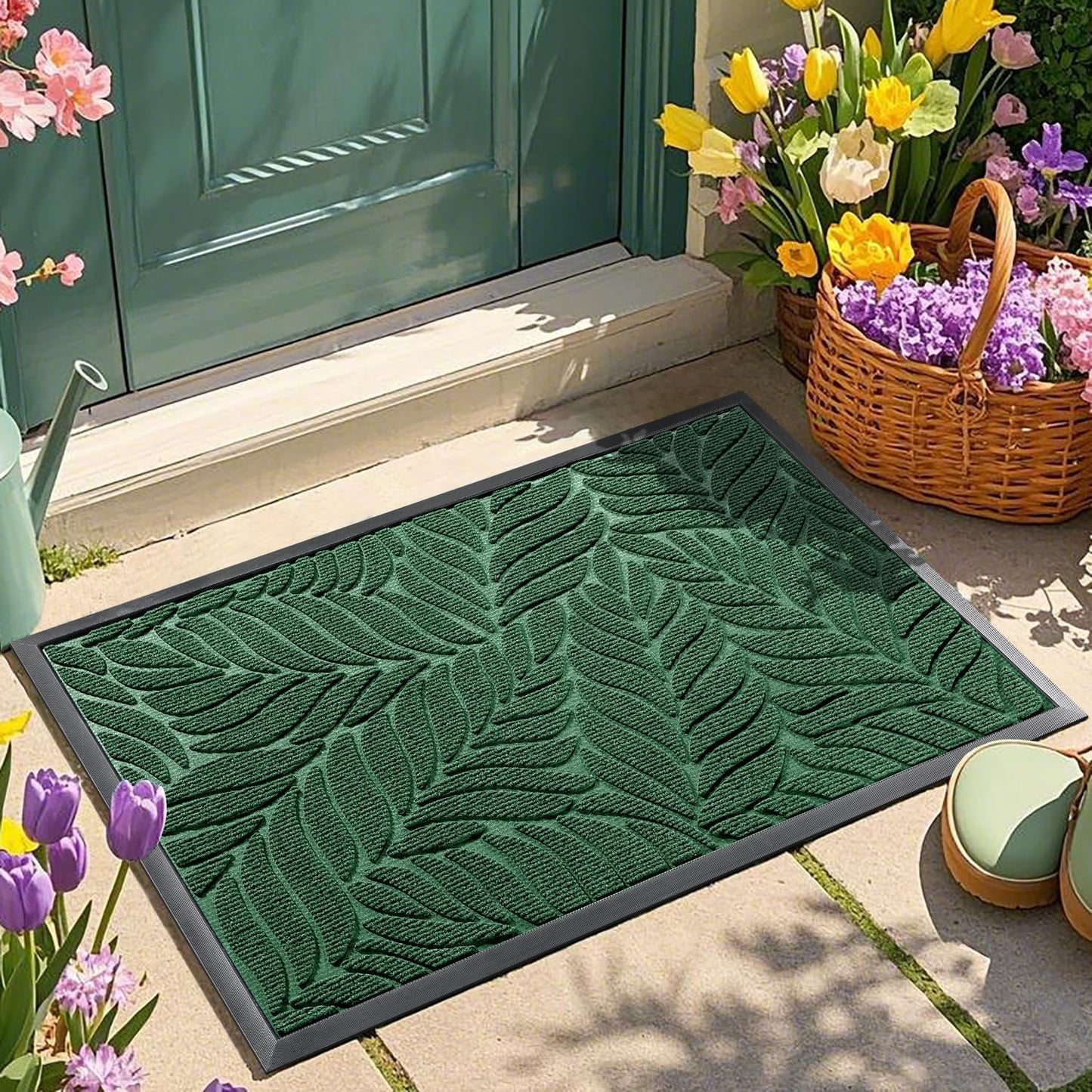 Yimobra Front Door Mat Outdoor Indoor, 29.5x17 All-Season Waterproof Door Mat Outside Entrance, All-Weather Non-Slip Outside Doormat for Garage Patio Entryway, Brown