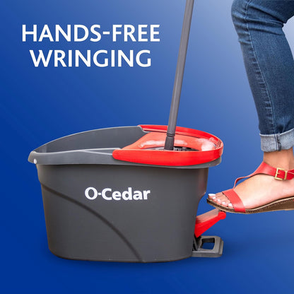 O-Cedar Easywring Microfiber Spin Mop & Bucket Floor Cleaning System + 3 Extra Refills (4 Refills Included)