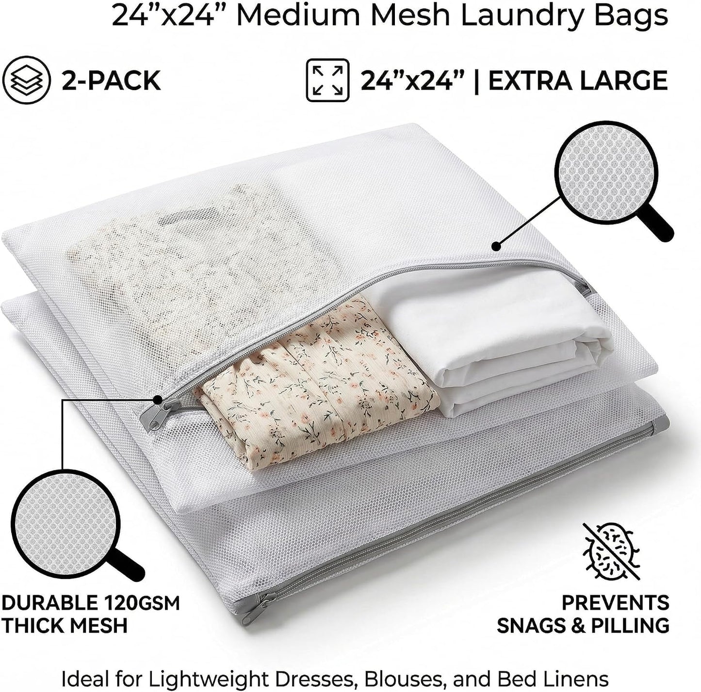 12x16 Small Mesh Laundry Bags for Delicates, 4-Pack – for Lingerie, Bras, Socks & Swimwear – 120GSM Honeycomb Mesh Protects Delicates in Washer & Dryer