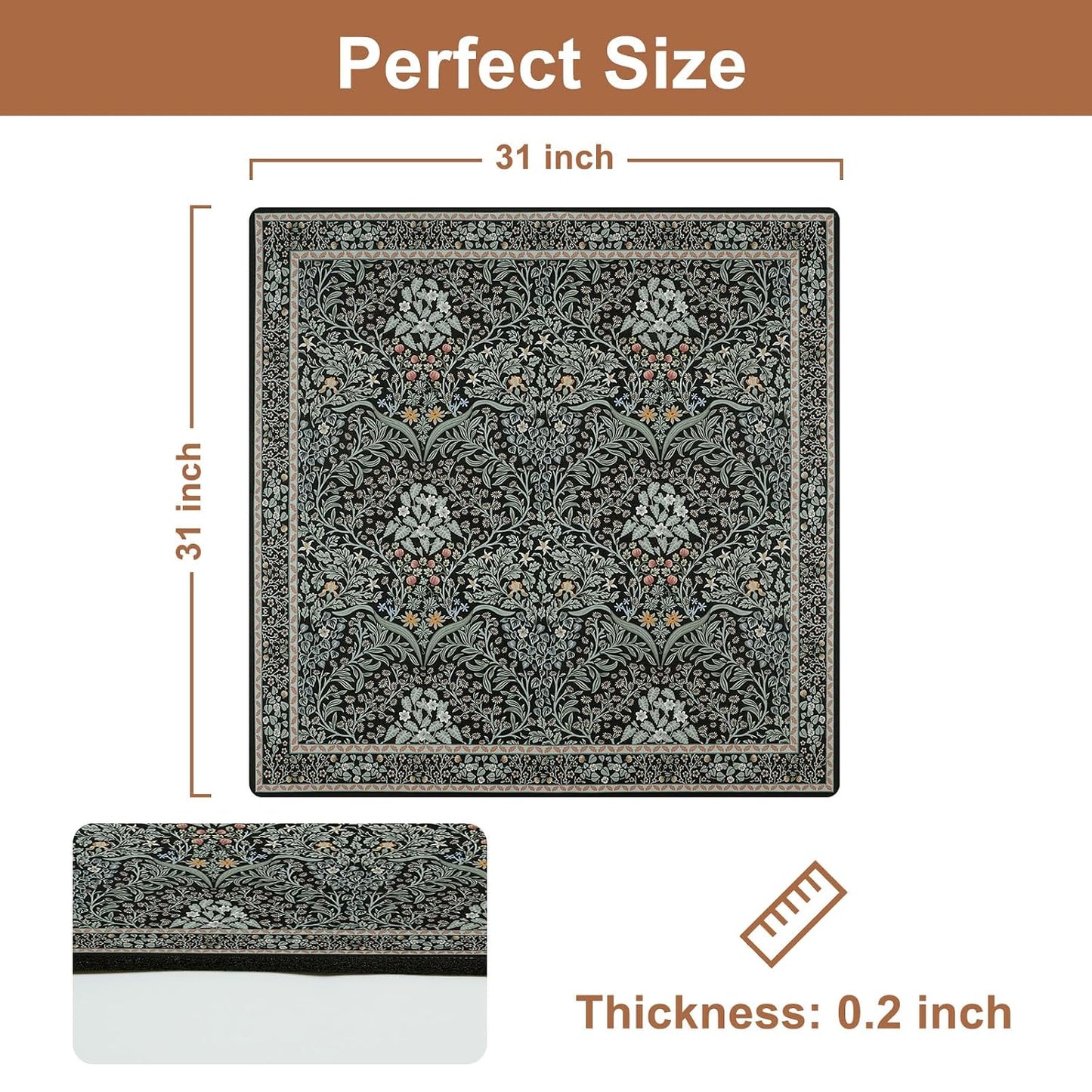 OJIA Floral Stair Treads Non-Slip Stair Runner for Wooden Steps Indoor 15PCS 30"x8" Carpet Stair Treads Stair Mats Staircase Step Treads for Kids, Elders and Dogs, Stair Covers, Black
