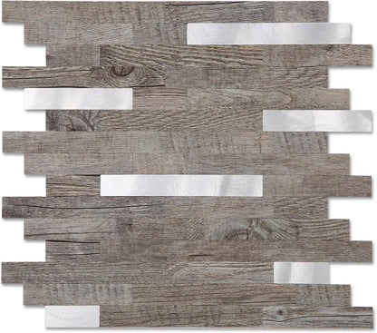 Yipscazo 2026 New Upgrade 11.34" X 11.57" Peel and Stick Backsplash, Stick on Backsplash Tiles for Kitchen, Bathroom, Fireplace (10 Sheets, Beige Rocks + Rose Gold)