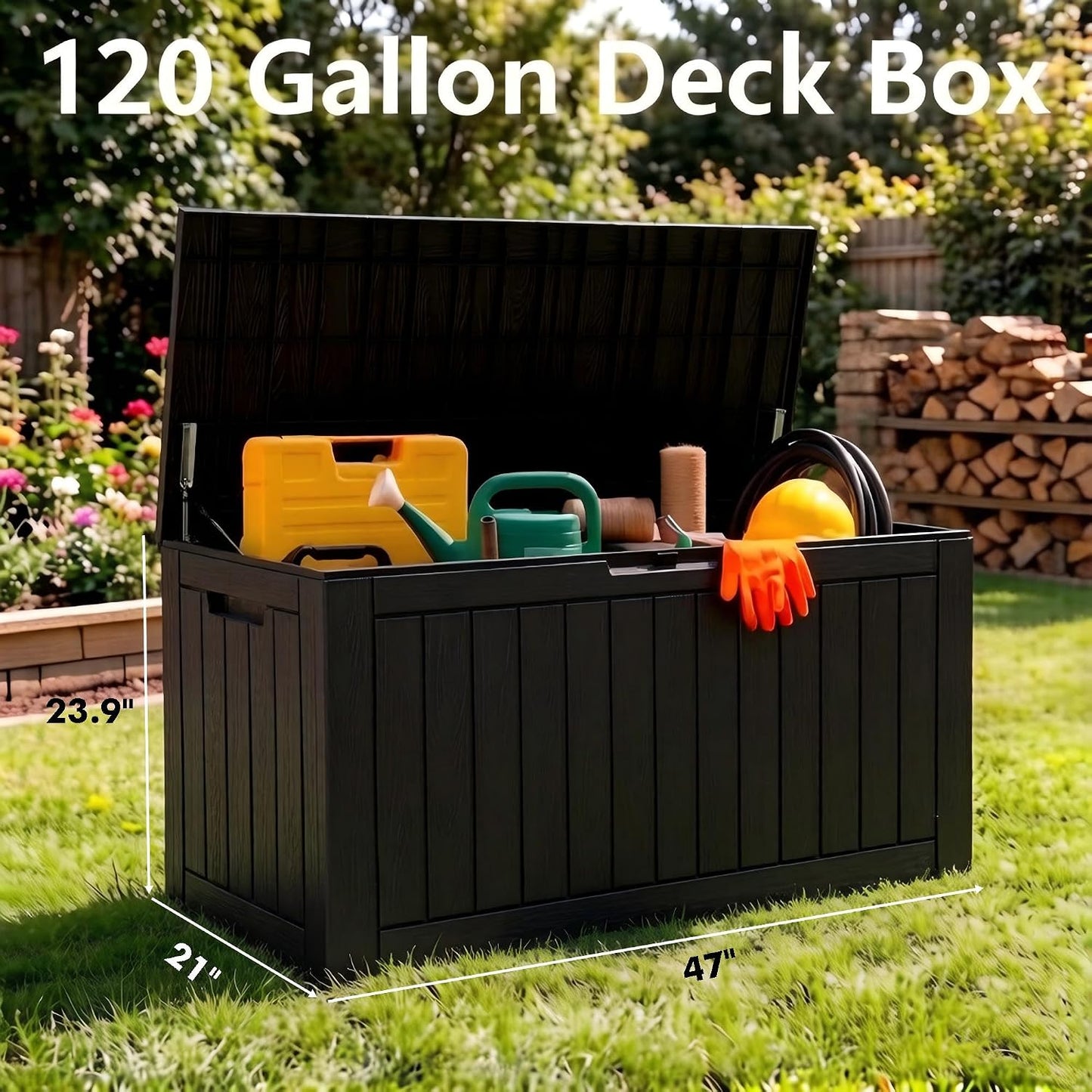 Outdoor Storage Box, 31 Gallon Resin Deck Boxes Outdoor Waterproof For Patio Furniture, Garden Tools, Pool Supplies, Lockable And UV Resistant (Rattan Gray)