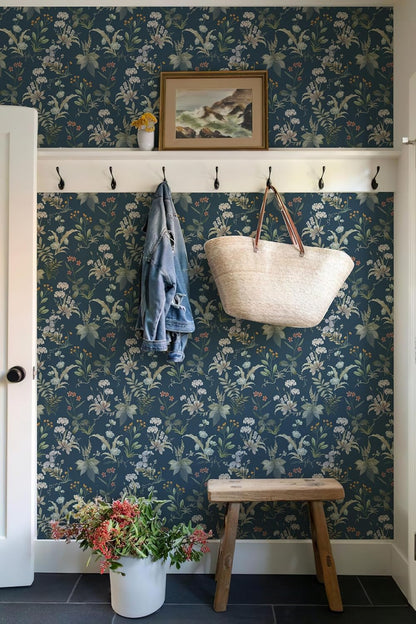 Simon&Siff Vintage Wallpaper Peel and Stick Beige Floral Contact Paper Wildflowers Botanical Wall Paper Removable Renter Friendly Wallpaper 17.3in x 9.8ft