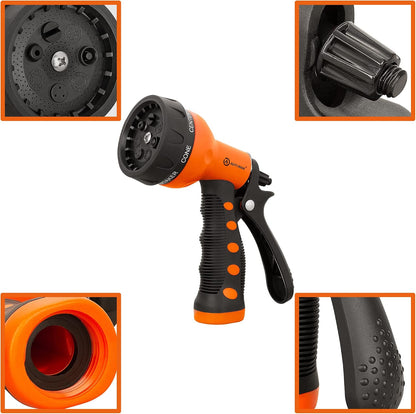 AUTOMAN Garden Hose Nozzle - 2 Pack, 100% Metal High Pressure Spray Nozzle, Labor-Saving Design, Heavy Duty for Garden Watering, Car Washing, Window Cleaning, Pets Bathing