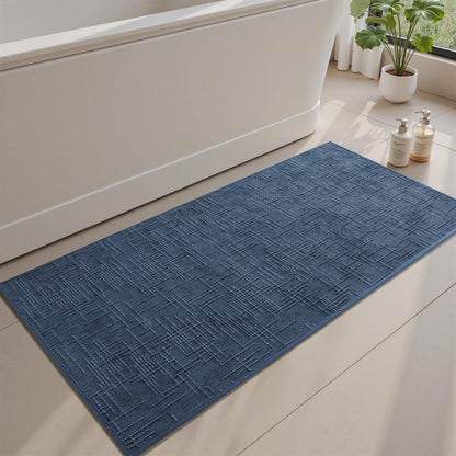 AMOAMI Bath Mat Non Slip Super Absorbent Quick Dry Bath Mats for Bathroom Floor Rubber Backing Washable Bathroom Rugs Modern Woven Jacquard Mat, Beside Tub Bath Rugs, 17" x 24", LightGrey