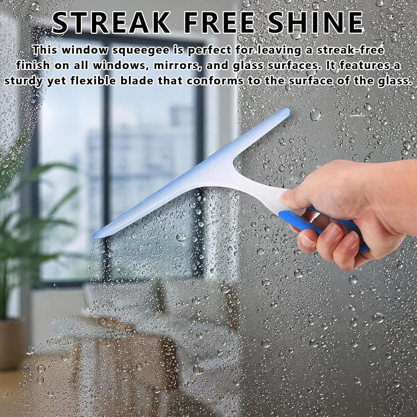 3 Pcs Shower Squeegee for Glass Doors, Car Window Squeegee, Streak-Free Mirror Cleaner Tool for Bathroom Kitchen Sink Countertop Tile Glass Shower Door Scraper Household Squeegees, with 3 Hooks