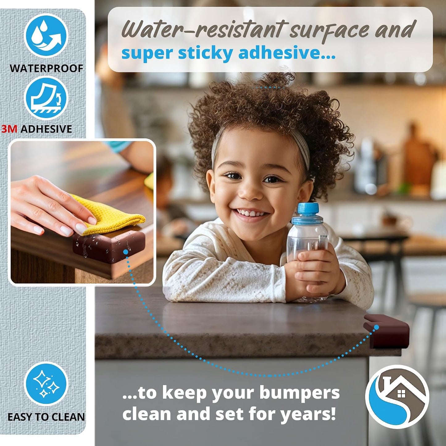 8-Pack Baby Proof Corner Protectors, Clear Furniture Safety Bumpers, Soft Rubber Foam Cushion Guards with Pre-Applied Adhesive, Child Proofing Pads for Tables, Cabinets, Desks, Glass Surfaces