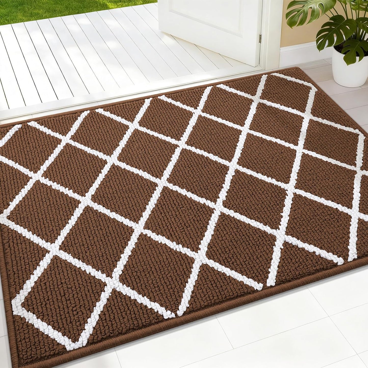 Finchitty Indoor Door Mat, Dirt Resistant and Absorbent, Low-Profile, Non-Slip, Washable Inside Floor Mats for Front Door, Back, and Entrance, 32" x 20", Grey