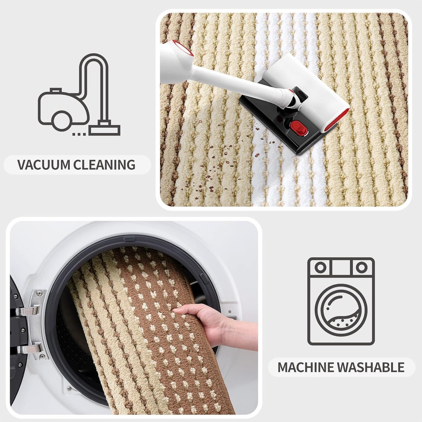 Kitinjoy Indoor Outdoor Door Mat, 32x20 Non-Slip Absorbent Dirt Trapper, Low-Profile Washable Inside Entrance Front Floor Mat, Sturdy Soft Entry Doormats for Entryway, Grey