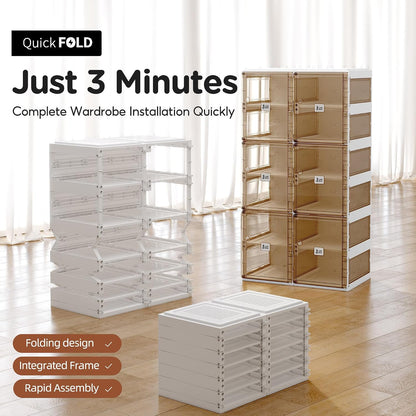 ANTBOX Collapsible Shoe Boxes Clear Plastic Stackable, Quick Setup Drop Front Shoe Organizer, Display Storage Cabinet for Sneakers10 Tiers 20 Pairs