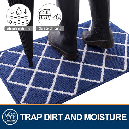 Finchitty Indoor Door Mat, Dirt Resistant and Absorbent, Low-Profile, Non-Slip, Washable Inside Floor Mats for Front Door, Back, and Entrance, 32" x 20", Grey