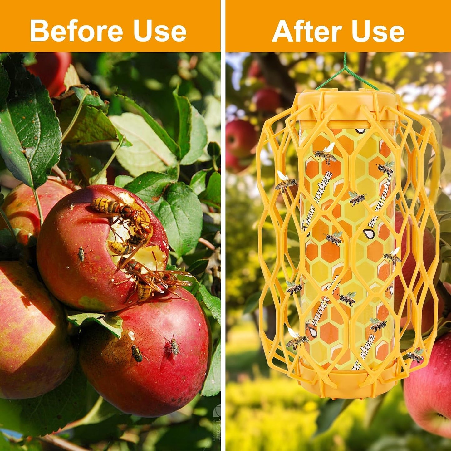 4 Pack Wasp Trap Outdoor Hanging, Carpenter Bee Catchers for Outside(Green) | Reusable Traps with 8 Sticky Refill Sheets, Bee Killer for Hornet Mud Dauber Yellow Jacket, Bug Catcher