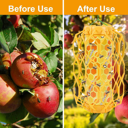 4 Pack Wasp Trap Outdoor Hanging, Carpenter Bee Catchers for Outside(Green) | Reusable Traps with 8 Sticky Refill Sheets, Bee Killer for Hornet Mud Dauber Yellow Jacket, Bug Catcher