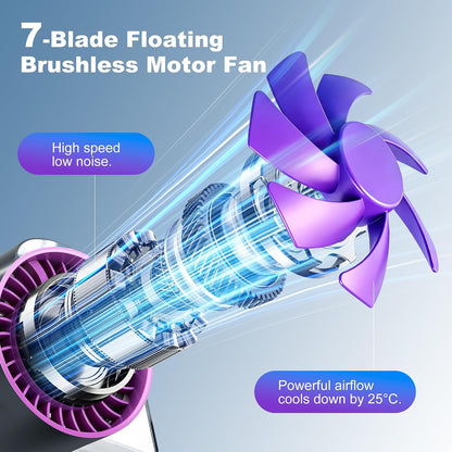 Clip On Rechargeable Fan with LED Light 100 Speed (Need Long Press), 720° Adjustment, Small Protable Desk Fan Quiet Clamp Base 12H Battery, 7 Blades for Dorm Bedroom Travel Camping