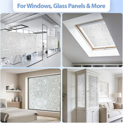 GTJ Frosted Window Privacy Film, Static Cling No Glue Removable Reusable, UV Blocking Glare & Heat Reduction, for Bathroom Glass Door Home Office, 17.5" x 78.7"in