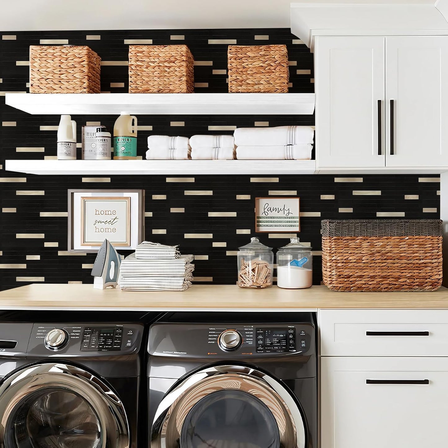 STICKGOO Peel and Stick Backsplash Tile, Stick on Backsplash for Kitchen and Bathroom, Volakas White Look PVC Mixed Metal Silver Self Adhesive Wall Tiles(Sample)