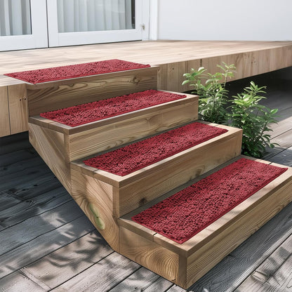 Muddy Mat® Pack of 4 - Soft Chenille Stair Treads Non-Slip Reusable, Super Absorbent Stair Treads for Wooden Steps, Tile & Marble Floor, Easy to Install & Machine Washable - Brown 30'' x 7''