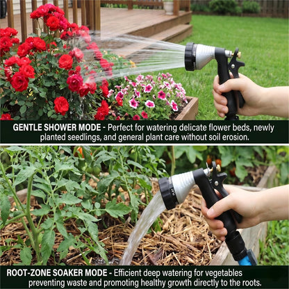 GREEN MOUNT Water Hose Nozzle Spray Nozzle, Metal Garden Hose Nozzle with Adjustable Spray Patterns, Perfect for Watering Plants, Washing Cars and Showering Dogs & Pets