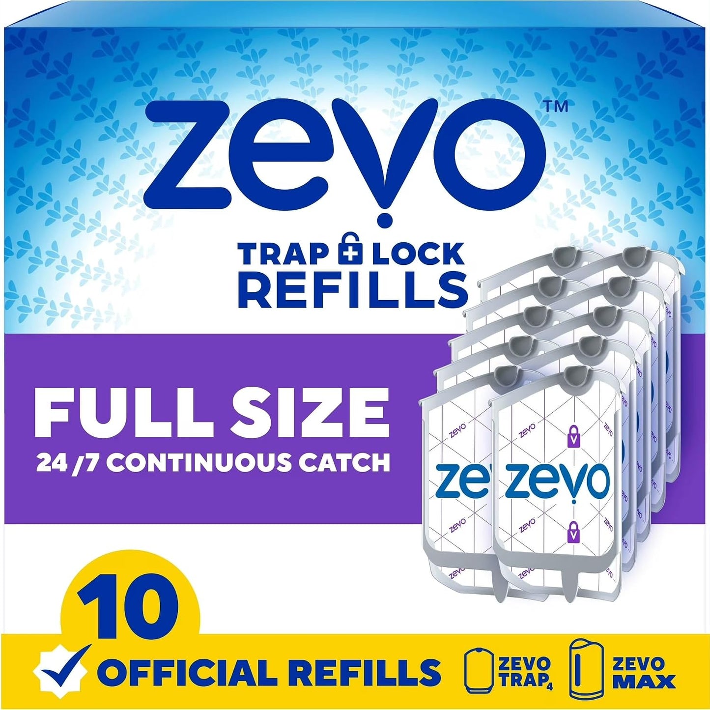 Zevo Flying Insect Trap Official Refill Cartridges - Fits Zevo Trap and MAX Indoor Fly Trap, Trap+Lock Technology Fly Trap Refill for Gnats, House Flies & Fruit Flies (8 Official Refill Cartridges)