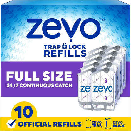 Zevo Flying Insect Trap Official Refill Cartridges - Fits Zevo Trap and MAX Indoor Fly Trap, Trap+Lock Technology Fly Trap Refill for Gnats, House Flies & Fruit Flies (8 Official Refill Cartridges)