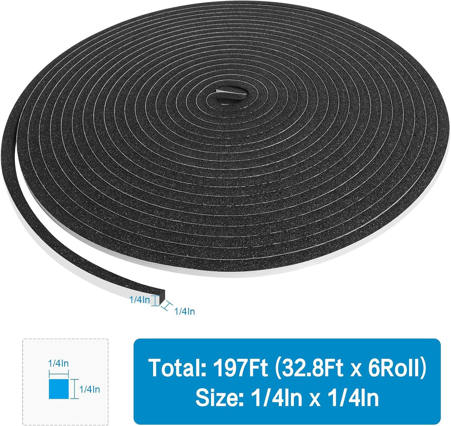 DGSL Foam Insulation Tape, 1/2In x 1/4In x 33Ft Weather Stripping Door Seal Strip for Doors and Windows,Sliding Door,Sound Proof Soundproofing Door Seal,Weatherstrip,Air Conditioning Seal Strip