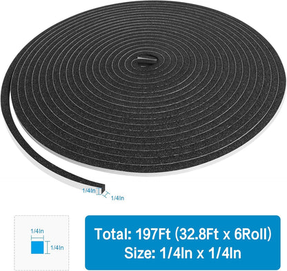 DGSL Foam Insulation Tape, 1/2In x 1/4In x 33Ft Weather Stripping Door Seal Strip for Doors and Windows,Sliding Door,Sound Proof Soundproofing Door Seal,Weatherstrip,Air Conditioning Seal Strip