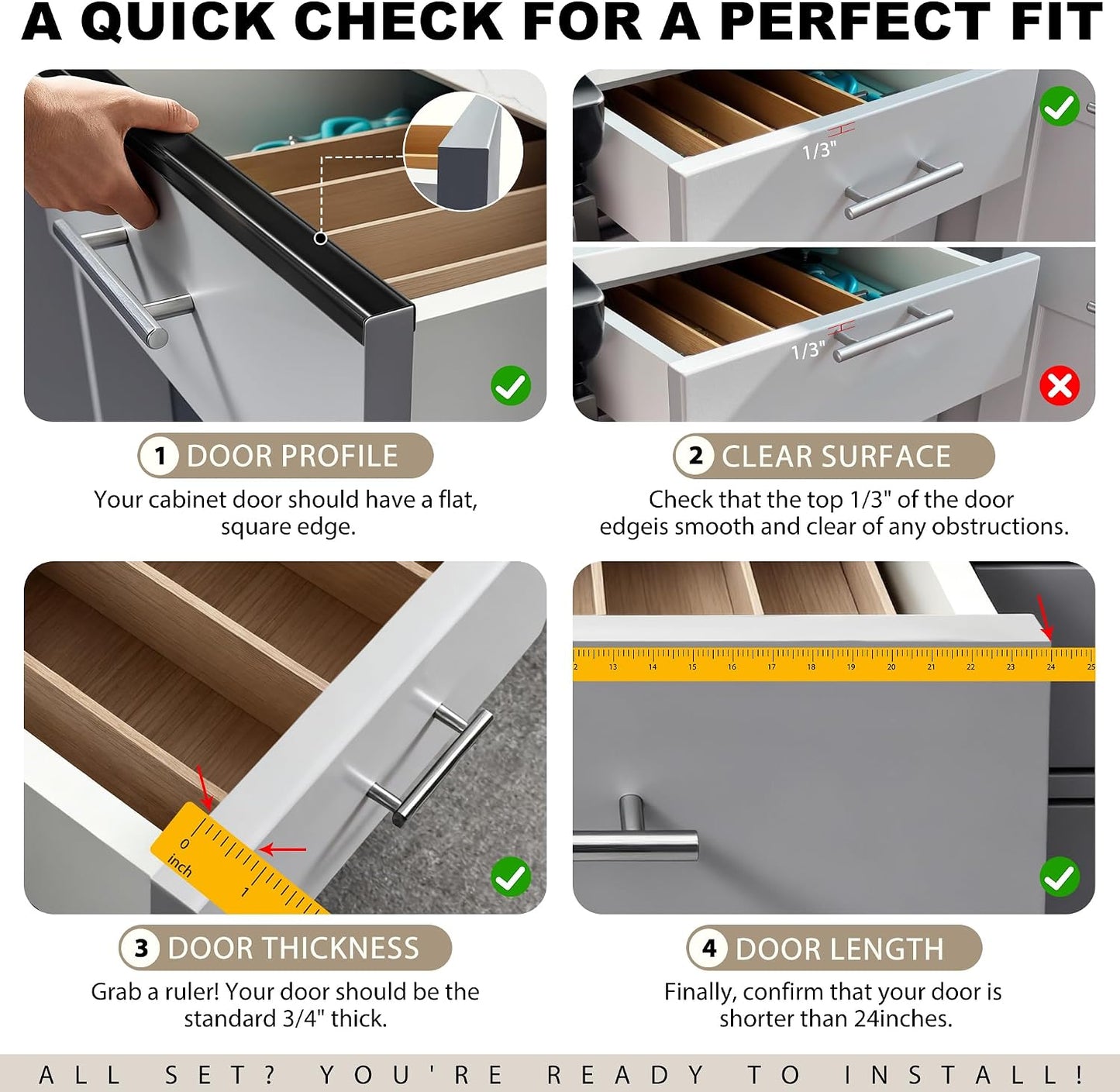 Cabinet Protectors for Kitchen Cabinets, Cabinet Door Protector Trash Drawer Protector Edge Guard, Plastic Slip on Protectors for Cabinets– 3/4" Thick, 18" Length