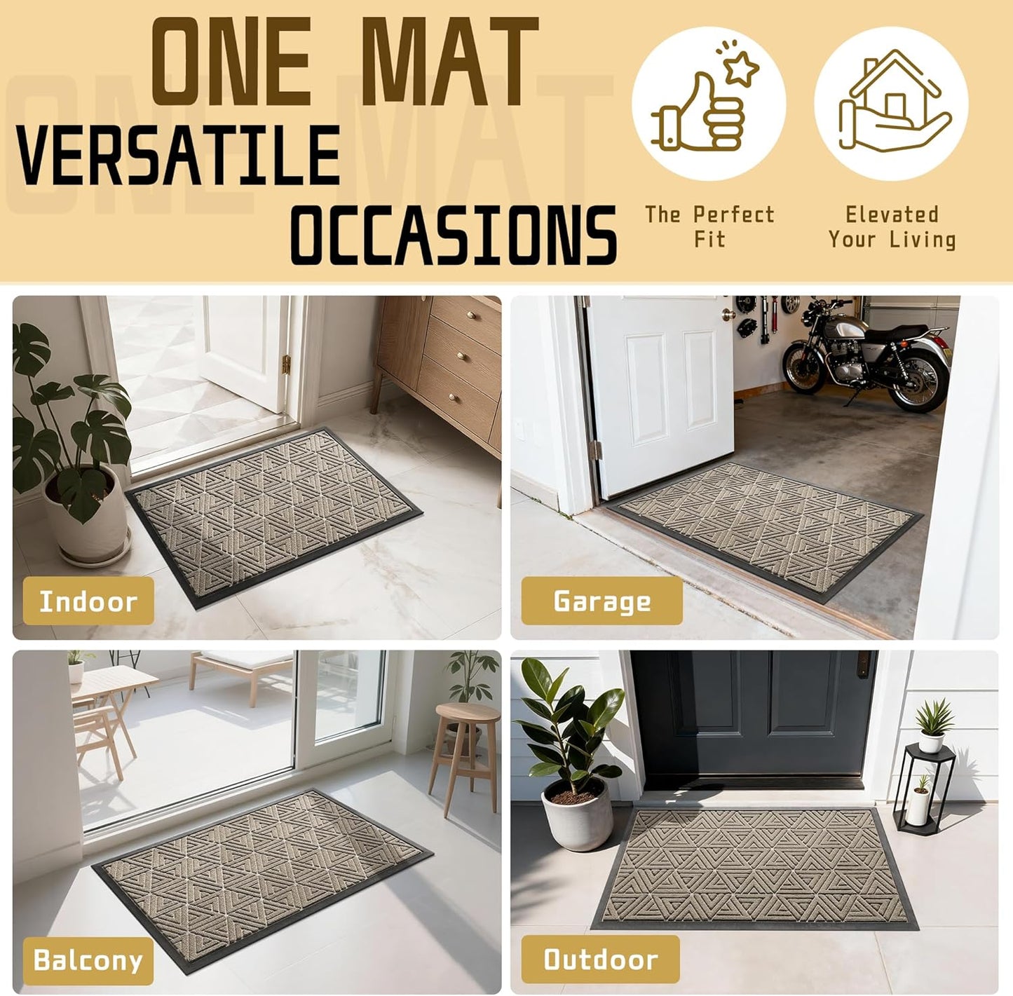 Yimobra Front Door Mat Outside Entrance 29.5x17, Waterproof Heavy Duty Outdoor Mats for Front Door, Non Slip Rubber Entry Mat for Garage Patio Indoor, Grey