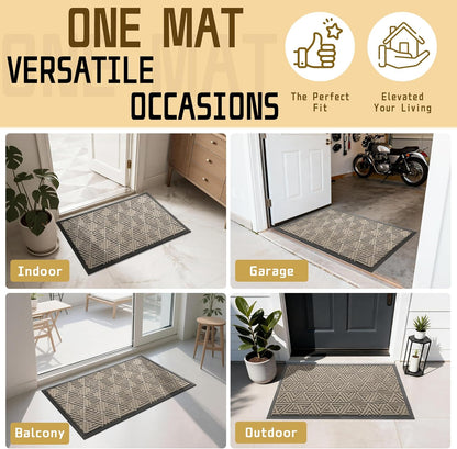 Yimobra Front Door Mat Outside Entrance 29.5x17, Waterproof Heavy Duty Outdoor Mats for Front Door, Non Slip Rubber Entry Mat for Garage Patio Indoor, Grey