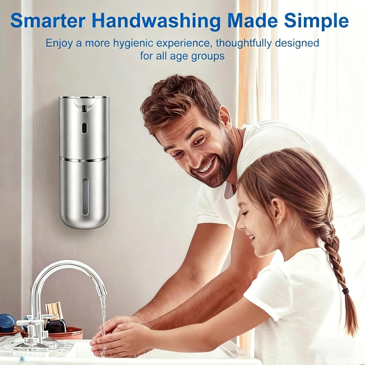 Automatic Soap Dispenser, Hand Soap Dispenser 12.8oz/380ml Smart Rechargeable, Liquid Touchless Soap Dispensers with 6-Level, Wall Mounted or Countertop Dish Soap Dispensing for Bathroom & Kitchen