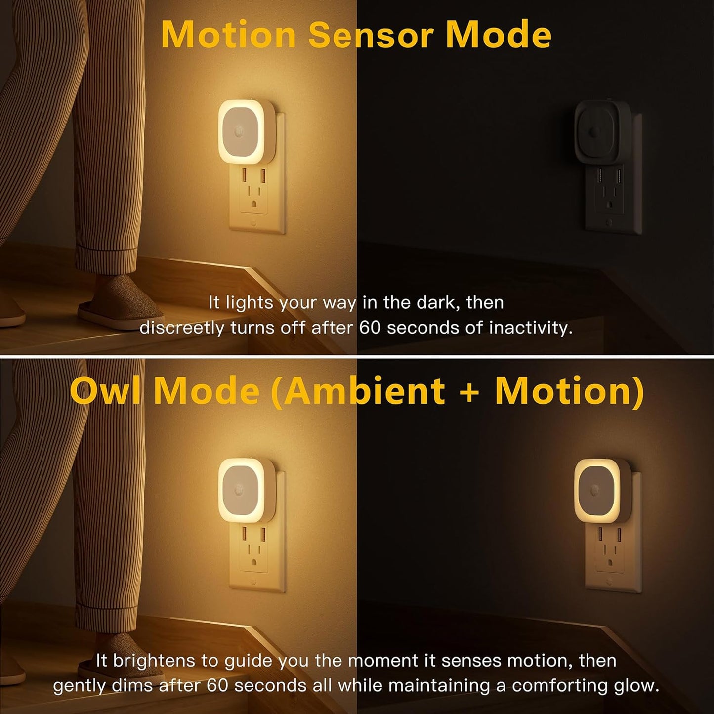 YUNLEX 2 Pack Plug in Red Sleep Night Light with Motion Sensor & Dusk to Dawn Sensor, Soft Glow, 0% Blue Light, Dimmable, Auto On/Off, LED Lights for Bedroom, Kids, Bathroom, Hallway, as Mother Gifts