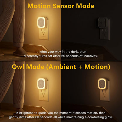 YUNLEX 2 Pack Plug in Red Sleep Night Light with Motion Sensor & Dusk to Dawn Sensor, Soft Glow, 0% Blue Light, Dimmable, Auto On/Off, LED Lights for Bedroom, Kids, Bathroom, Hallway, as Mother Gifts