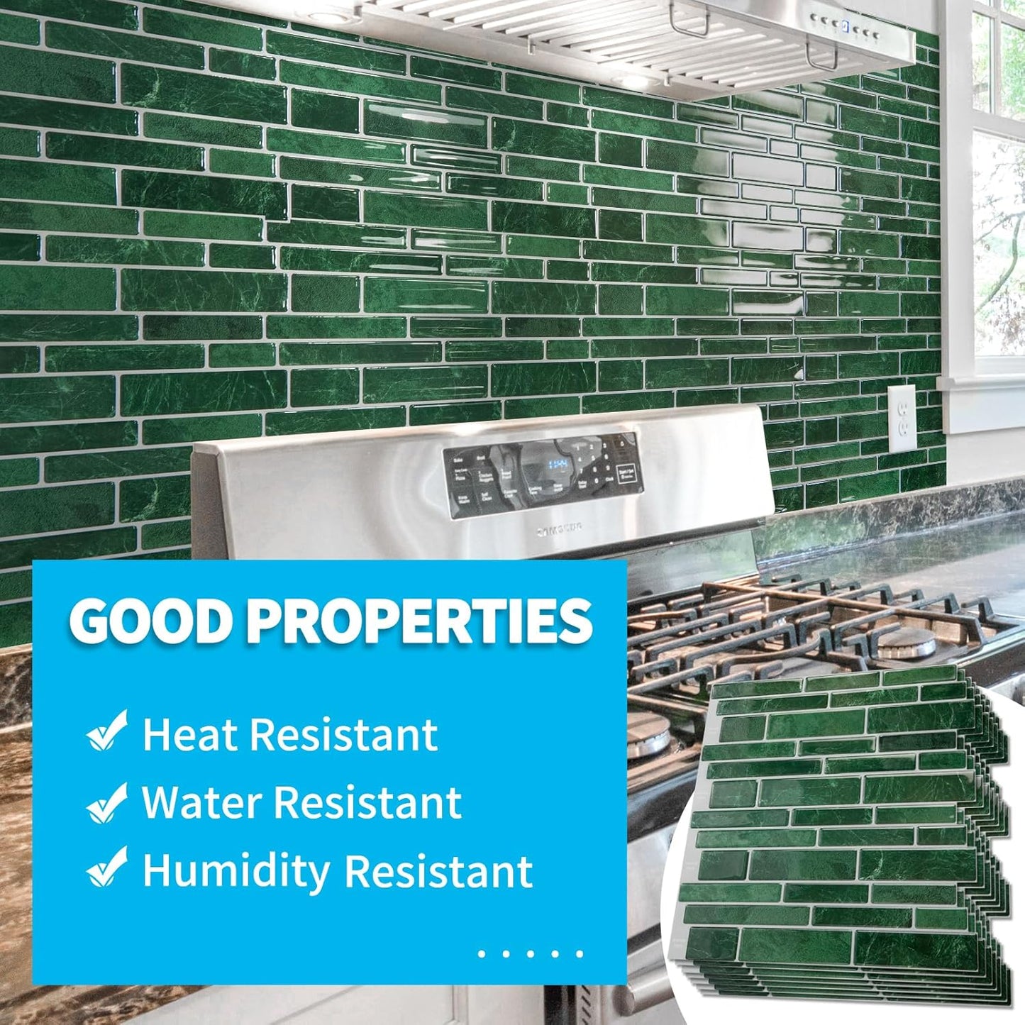 Art3d 10-Sheet Premium Stick On Kitchen Backsplash Tiles, 12"x12" Peel and Stick Self Adhesive Wall Tiles, White Marble Design