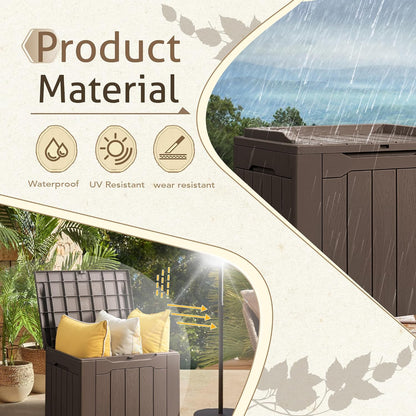 Flamaker Outdoor Storage Box 80 Gallon Resin Waterproof Deck Box Delivery Box with Wood Texture Large Storage Bin for Patio Cushions, (Grey)