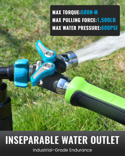 RAINPOINT 2 Way Garden Hose Splitter | Heavy Duty Water Spigot Splitter with Shutoff Valves, 100% Metal Body, 1.9" Extra Long Metal Handle, 3/4" GHT Thread