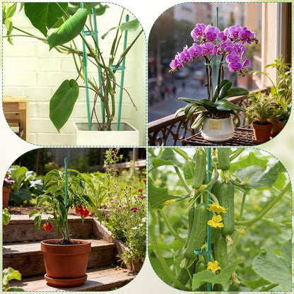 15" Plant Stackes for Indoor Plants, Adjustable Plant Support Stakes with Clips, Plant Sticks Support Tall for Indoor Orchid Monstera Tomato Potted Plants, Great Garden Stakes- 16pcs