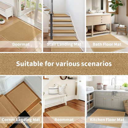 Brakki Bullnose Carpet Stair Treads, Non Slip Stair Treads for Wooden Steps Indoor, Stair Runner, Soft Stair Rugs, Edging Stair Protectors, Washable, 29.5"x9.5"x1.5" 14pcs, Beige