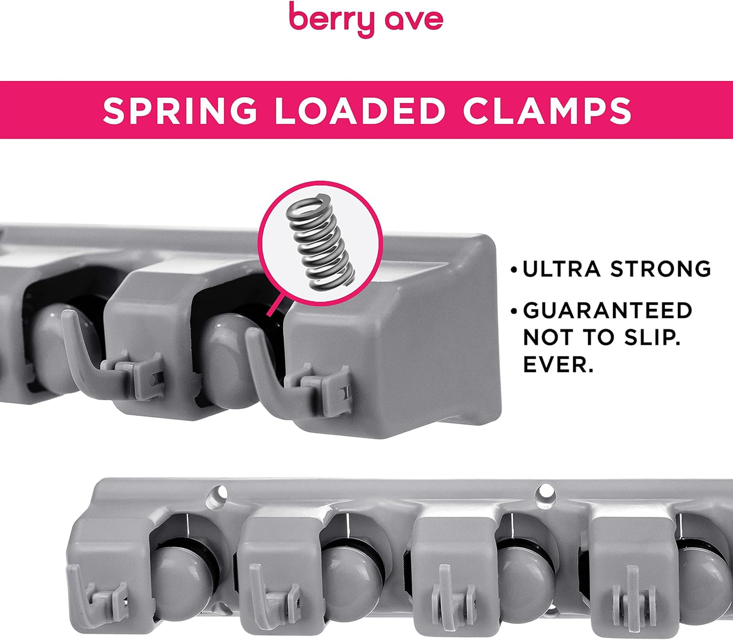 Broom Holder Wall Mount, Mop and Broom Organizer – Wall Mounted Broom Rack & Mop Rack, Rack for Brooms and Mops | Broom Hanger Wall Mount with 5 Slots & 6 Hooks, Kitchen Garage Laundry Garden