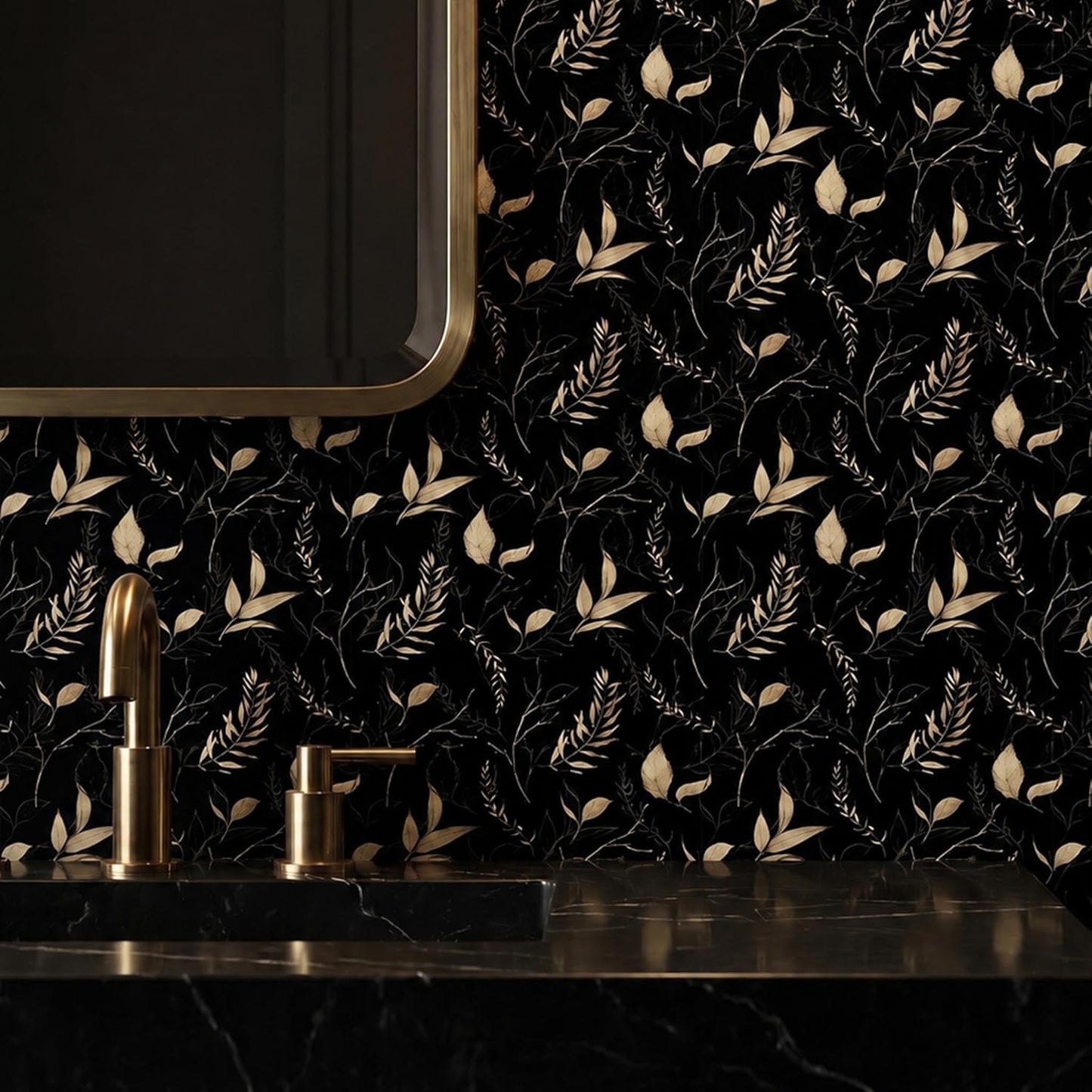 Sage Green and Blue Leaf Peel and Stick Wallpaper Modern Removable Self Adhesive Waterproof Renter Friendly Wall Covering for Bathroom and Accent Walls 17.7in x 88.5in