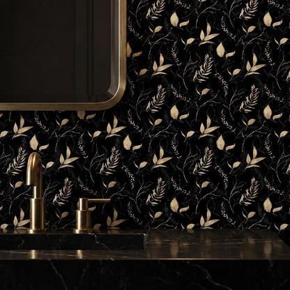 Sage Green and Blue Leaf Peel and Stick Wallpaper Modern Removable Self Adhesive Waterproof Renter Friendly Wall Covering for Bathroom and Accent Walls 17.7in x 88.5in