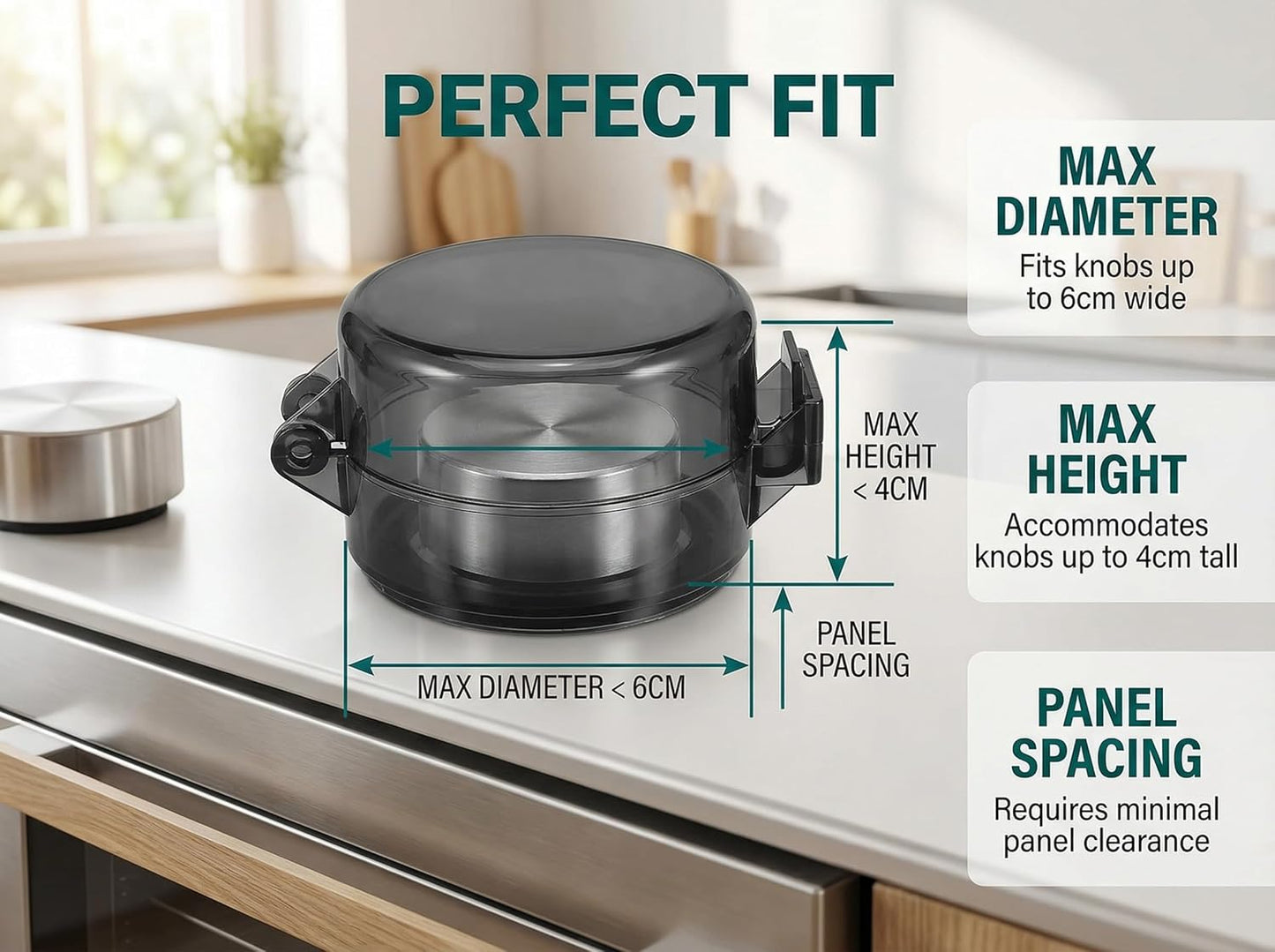Stove Knob Covers for Child Safety, Black Gas Range Protectors for Baby Proofing Heat Resistant Oven Guard Locks Fits Button Under 2.4" Diameter Secure Under-Knob Anchor Fit Plastic Heat Resistant 5Pc