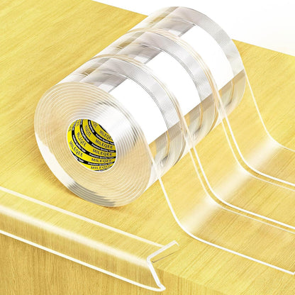 2Pack Clear Edge Protector Strip, 0.8in x 9.84FT(19.68FT Total), Sharp Edge Wrap Cover Tape, Self Adhesive Protective Bumper Guards for Cabinet Door Desk Glass Table Furniture, Kitchen Countertop