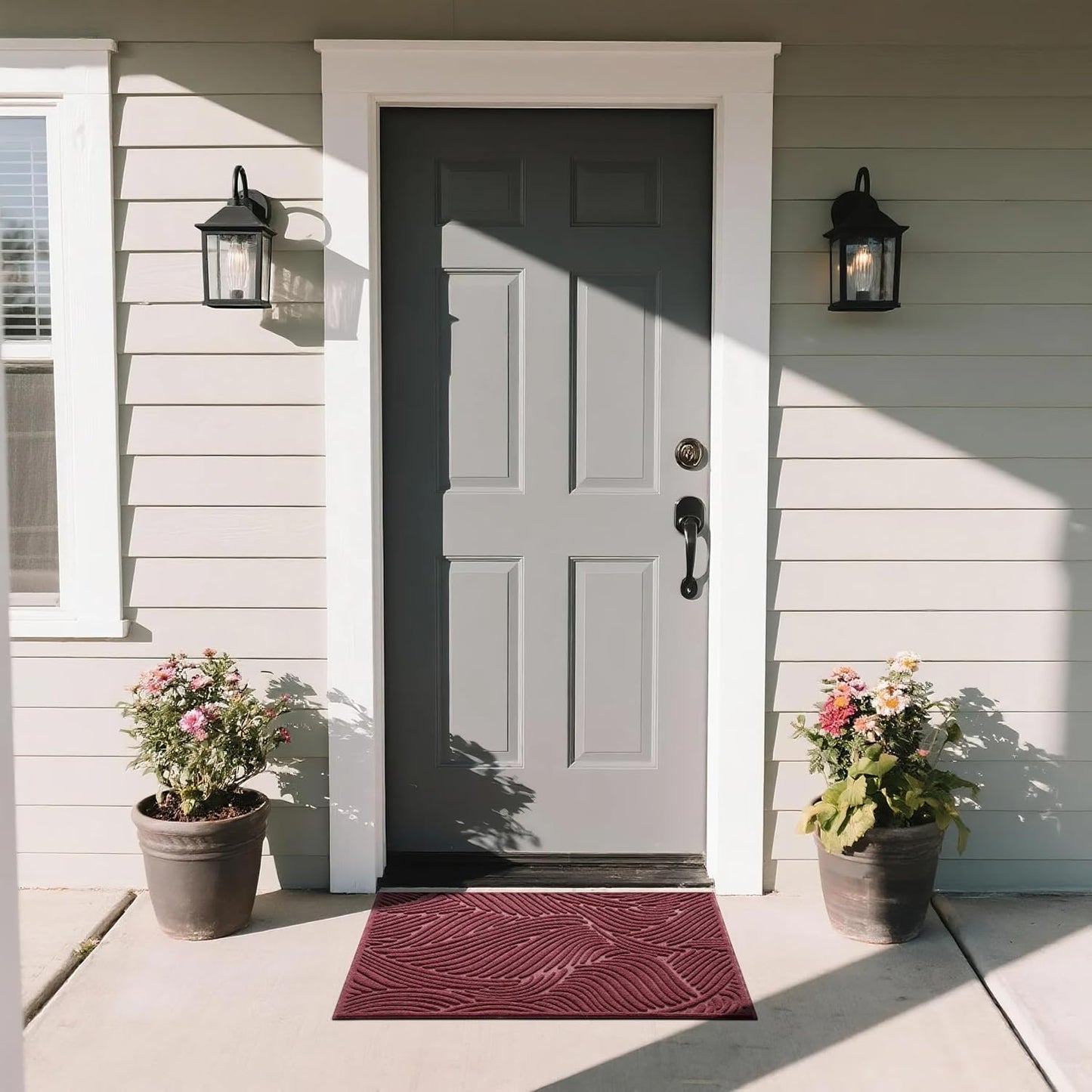 Yimobra Doormat Outdoor Entrance, Simple Stripes All-Weather Waterproof & Non-Slip Mat for Front Door, Heavy Duty Welcome Mat for Indoor, Garage, Patio-29.5x17, Dark Grey