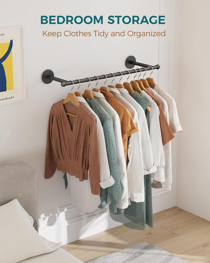 OROPY 33" Industrial Pipe Clothing Rack, Wall Mounted Clothes Rack | Closet Rods for Hanging Clothes, Multi-purpose Hanging Rod for Laundry Room, Bedroom and Closet Storage