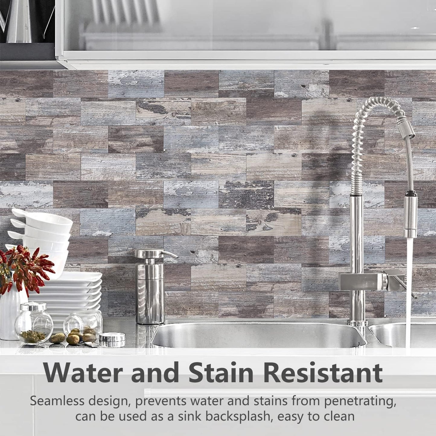 STICKGOO 100-Pieces Peel and Stick Backsplash, 3" x 6" PVC Wall Tile, Marble White Stick on Backsplash for Kitchen/Bathroom/Fireplace